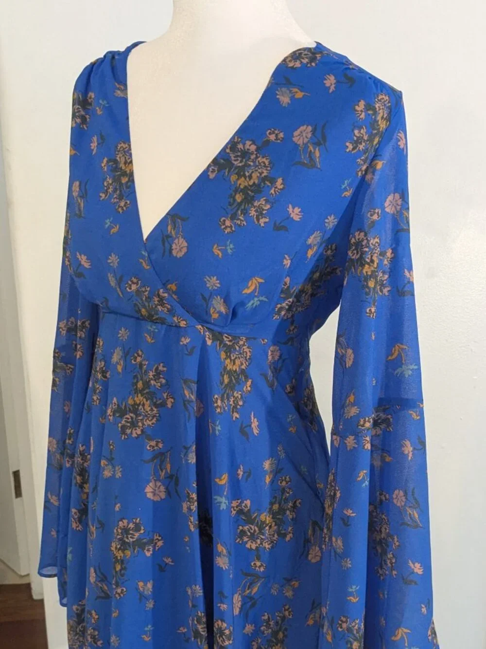 Wedgewood Blue Floral Mini Dress by Free People
